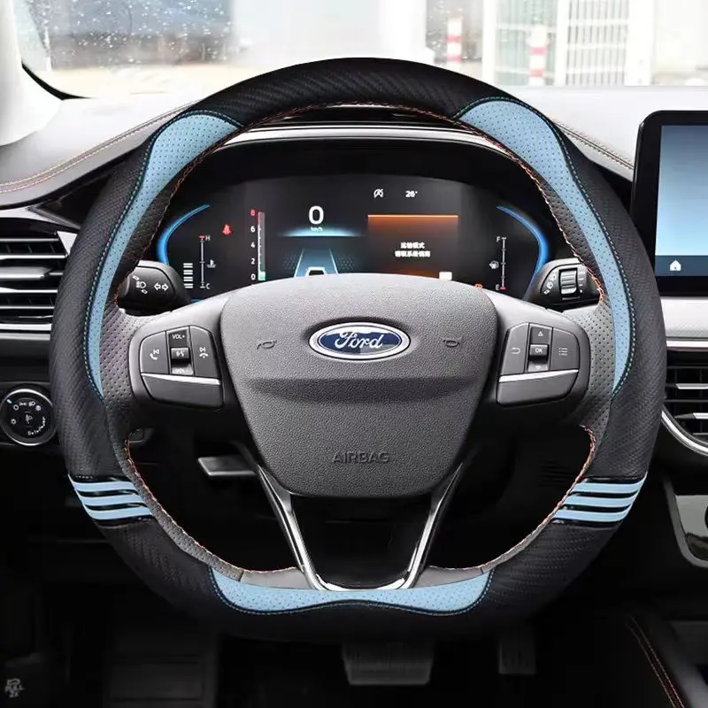 D Type Car Steering Wheel Cover For Ford Focus ST-Line Fiesta ST-Line 2018-2019 Fiesta ST 2019 Focus ST 2019-2020 Escort EVOS 3