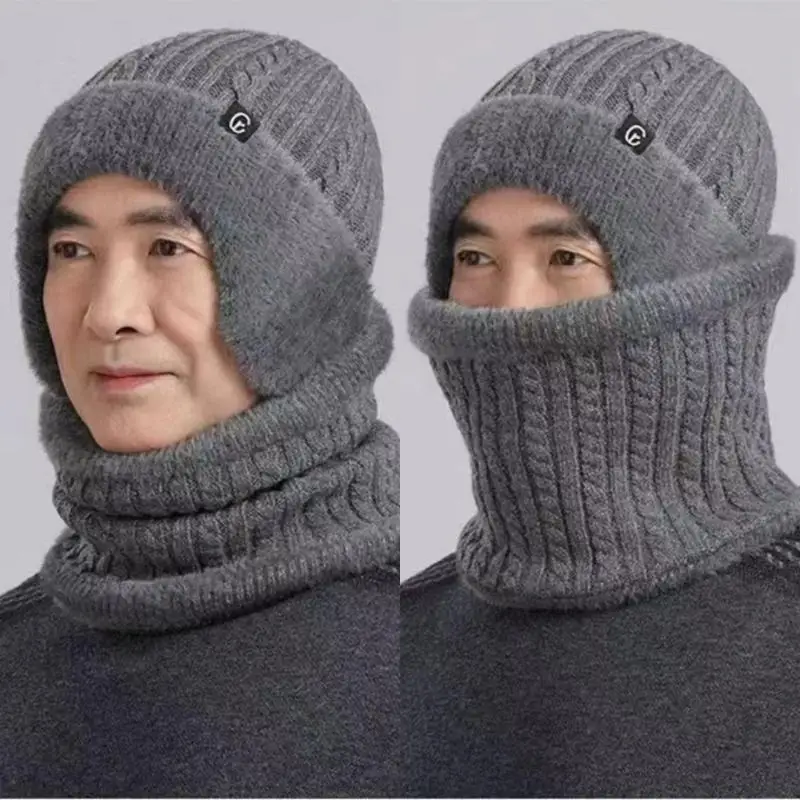 Gestrickte Biker-Mütze für Herren, Warmer Ohrenschutz, Fahrrad-Outdoormütze, Winddichte Kälteschutzmütze für Herbst und Winter, Tägliche Bekleidung für Ältere – Detail 3