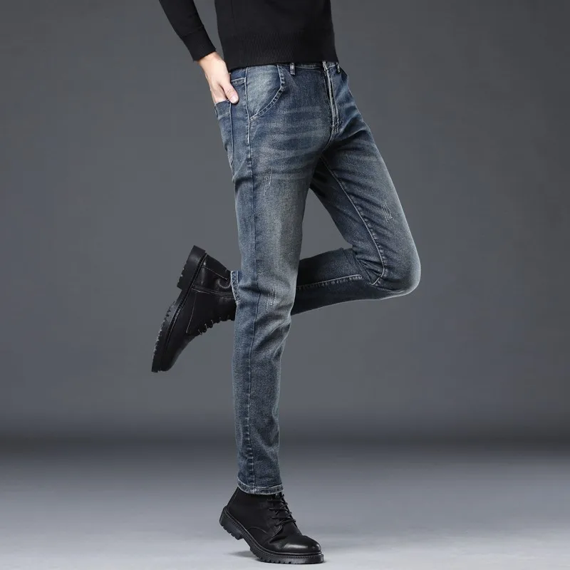 Men Denim Jeans Stretch Casual High Quality Slim Pants Male Korean Trousers Brand Daily Dropship