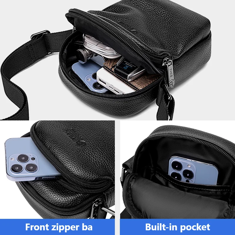 BJIAX Shoulder Bag Real Cowhide Delicate Mobile Phone Bag 2023 New Crossbody Bag Mini Sports Lightweight Small Body Bag for Men