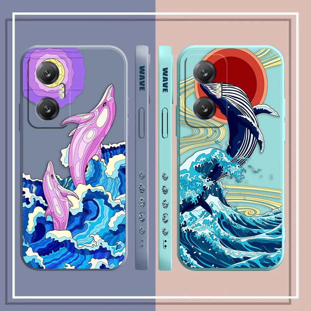 Sea Wave Dolphin Whale Phone Case For Infinix HOT 10 10S 11 11S 12 ZERO 20 30 X CAMON 16 PRO 5G Silicone Case Funda Shell Capa