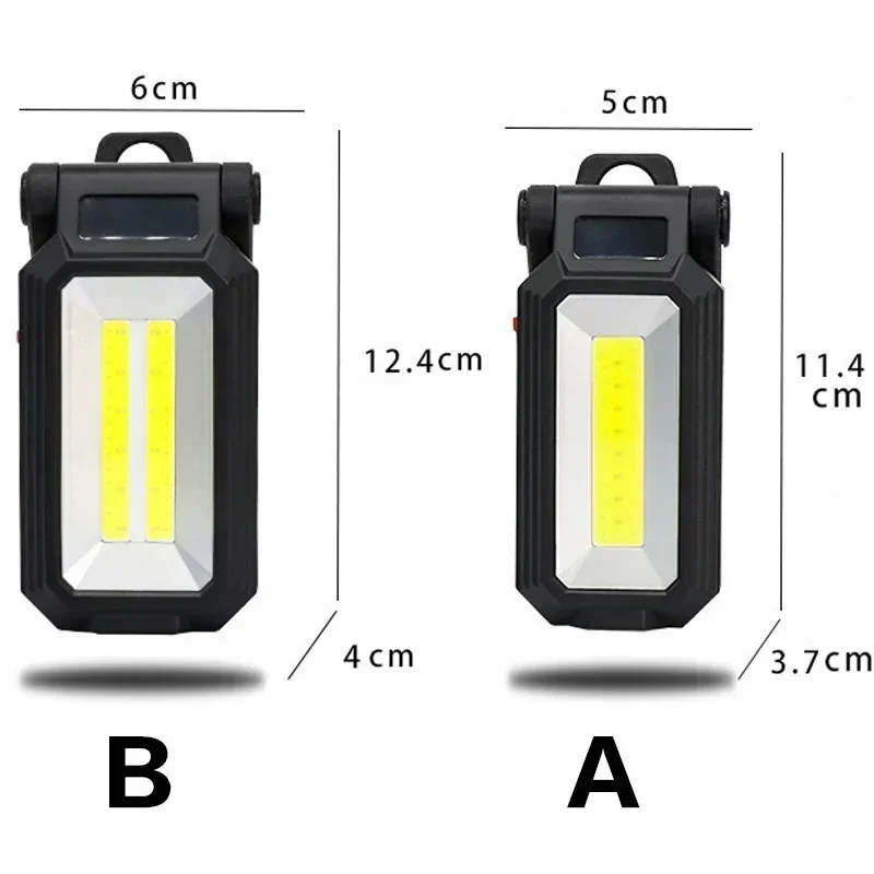 Folding Light Mobile Lighting Maintenance Light, USB Rechargeable Handheld Work Light with Magnet, Plastic Flashlight