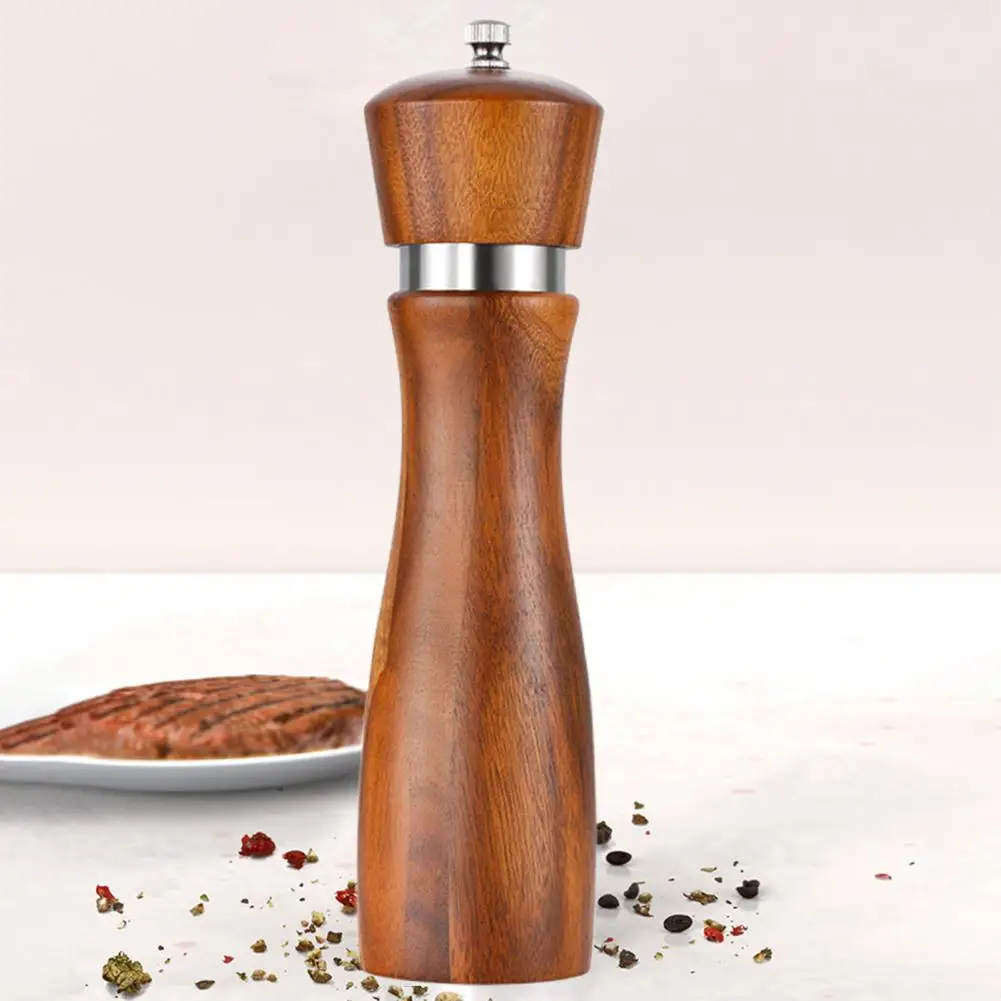 Wood Salt Pepper Grinder Ceramic Core Adjustable Roughness High Hardness Grinder