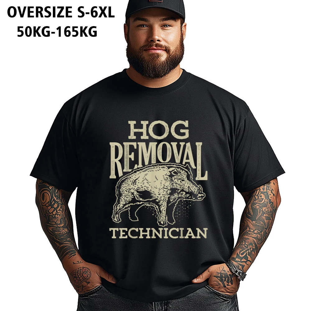 Oversize 6XL Female Tops Tees Hog Removal Technician T shirt Tshirts 100% Cotton Round Collar Short Sleeve Tops T Shirt Birthday