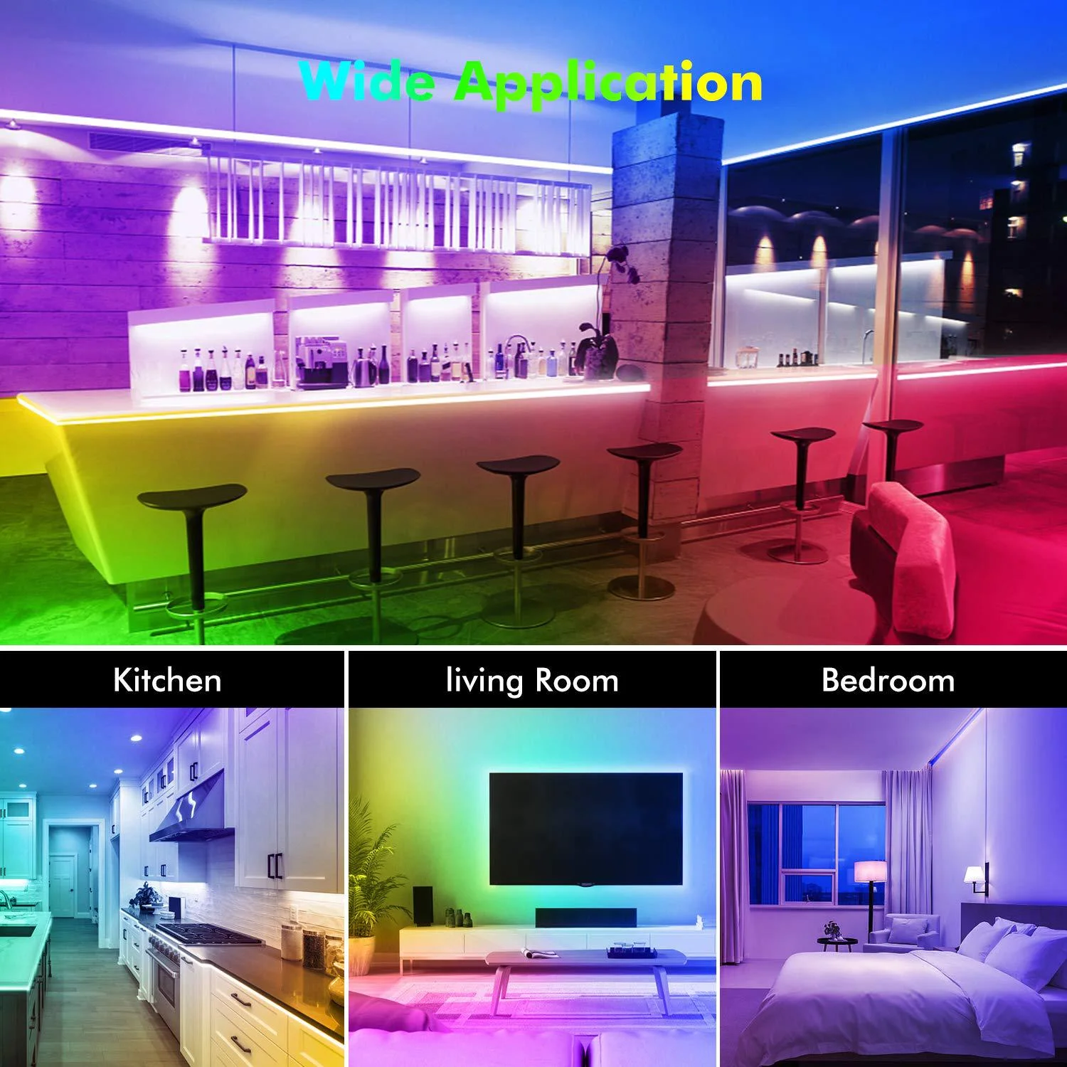 YBZ-ZN 5V LED Belt Set 5050RGB Waterproof Colourful USB24 Key Music Bluetooth TV Background Atmosphere Light