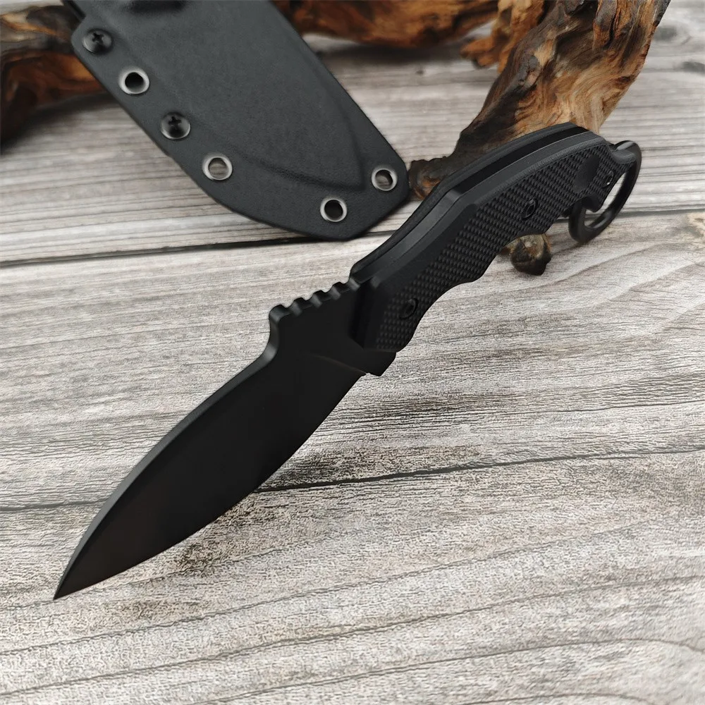 New Outdoor Hunting Knife 8Cr13Mov Fixed Blade G10 Handle with Ring and Sheath Hiking Survival Tactical Knife EDC Camping Tool