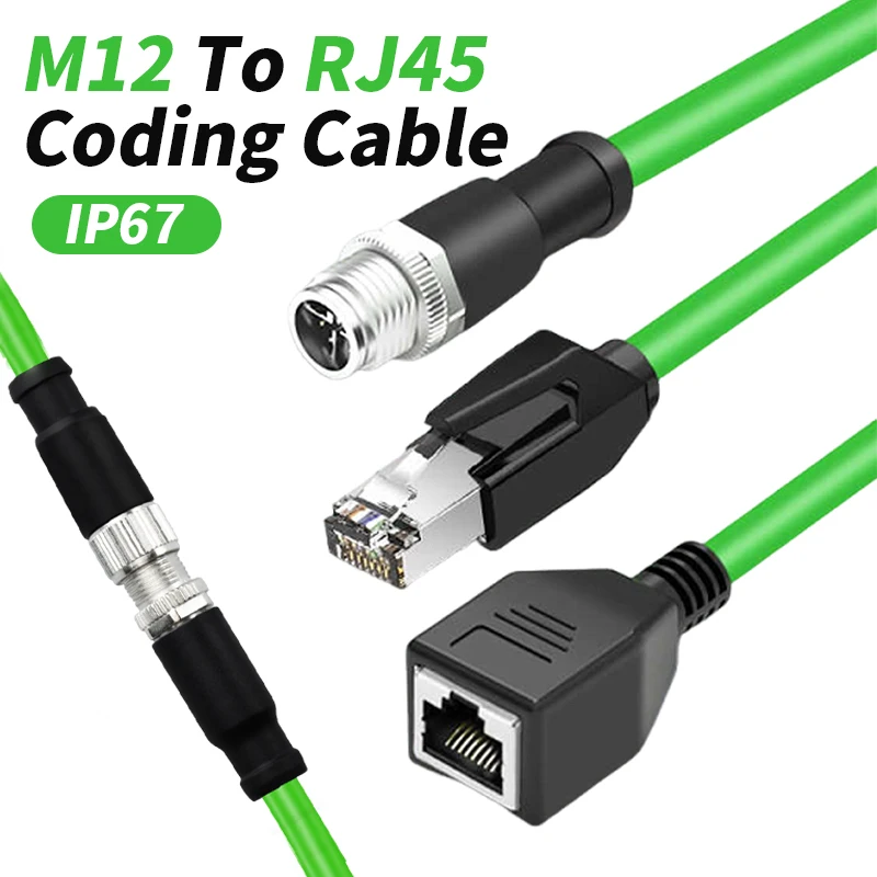 M12 8Pin X-type to RJ45 Ethernet Cable Connector CAT6A Male 8P to rj45 Male/Female Aviation Plug Connector with Wire for Cognex