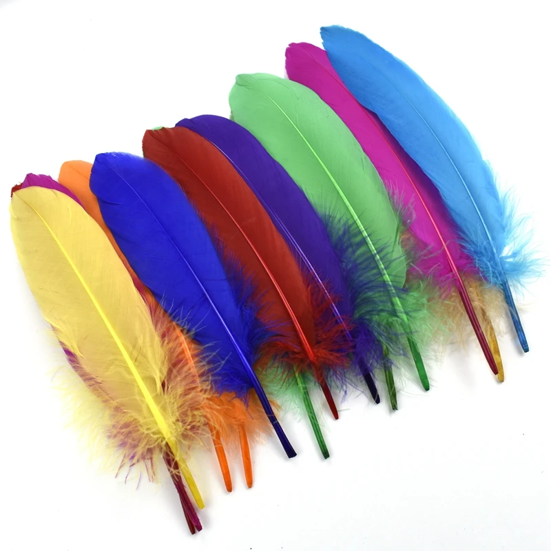 Colored Hard Pole Natural Goose Feathers for Jewelry Making Crafts White Black Dream Catcher Handicrafts Accessories Decoration