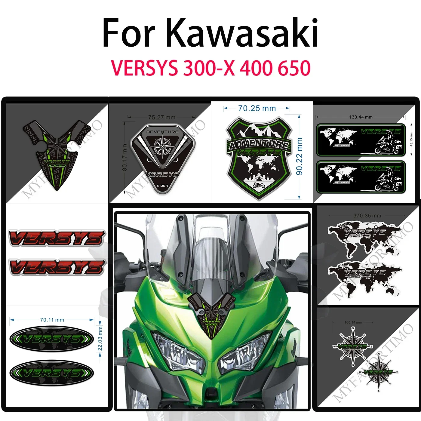 

Motorcycle Stickers For Kawasaki VERSYS 300-X 400 650 1000 VERSYS-X 250 Trunk Luggage Cases Tank Pad Gas Fuel Oil Kit Knee