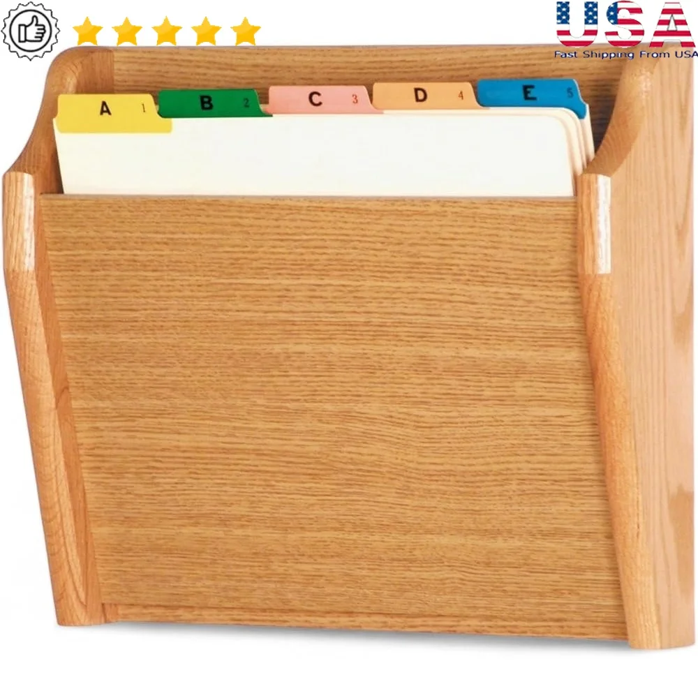 

Tapered Bottom File Holder Letter Size Wood Finish Polyester Blend Organizer Home Office Light Oak Decor