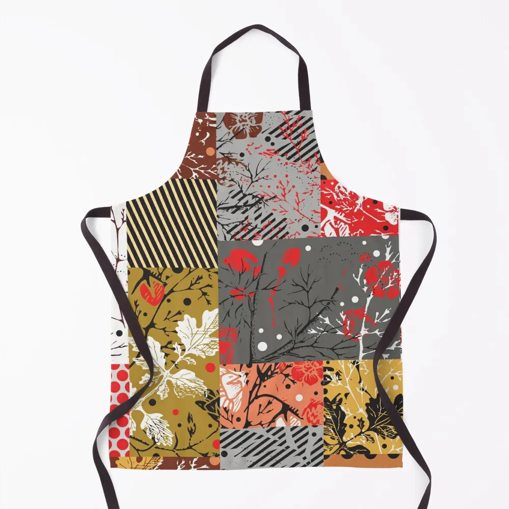 Vintage Modern Patchwork Collage Apron kitchen clothes for men Women's Kitchen Kitchen Tools Art Apron