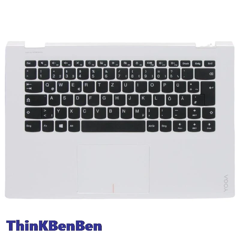 DE German White Keyboard Upper Case Palmrest Shell Cover For Lenovo Ideapad Yoga 510 14 Flex4 1435 1470 1480 5CB0L67191