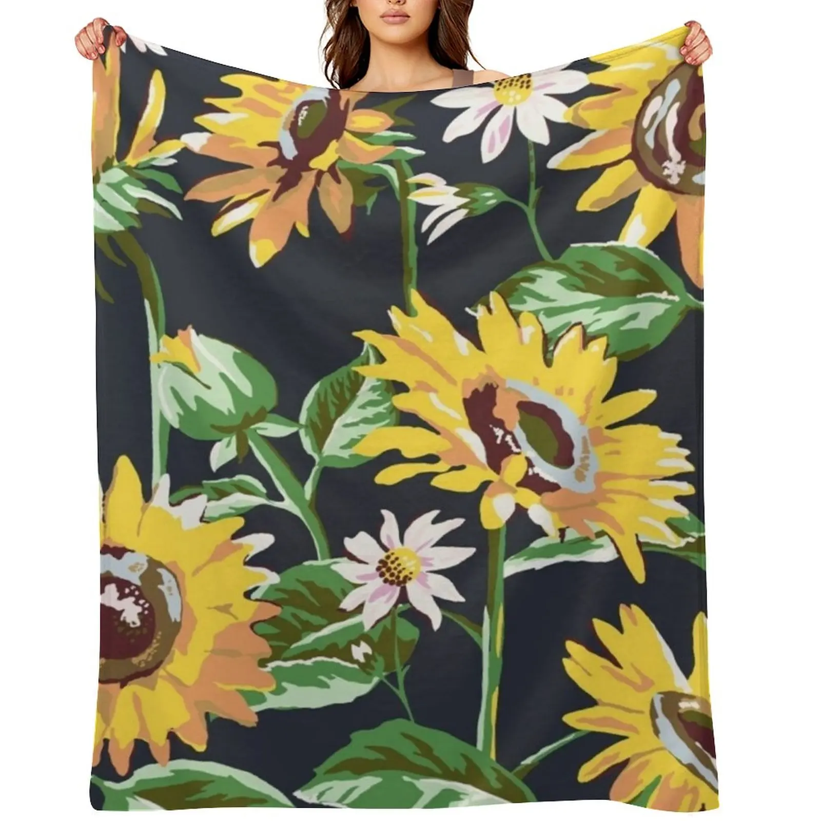 

Vera Bradley sunflower Throw Blanket Vintage Soft Beds Picnic anime Blankets