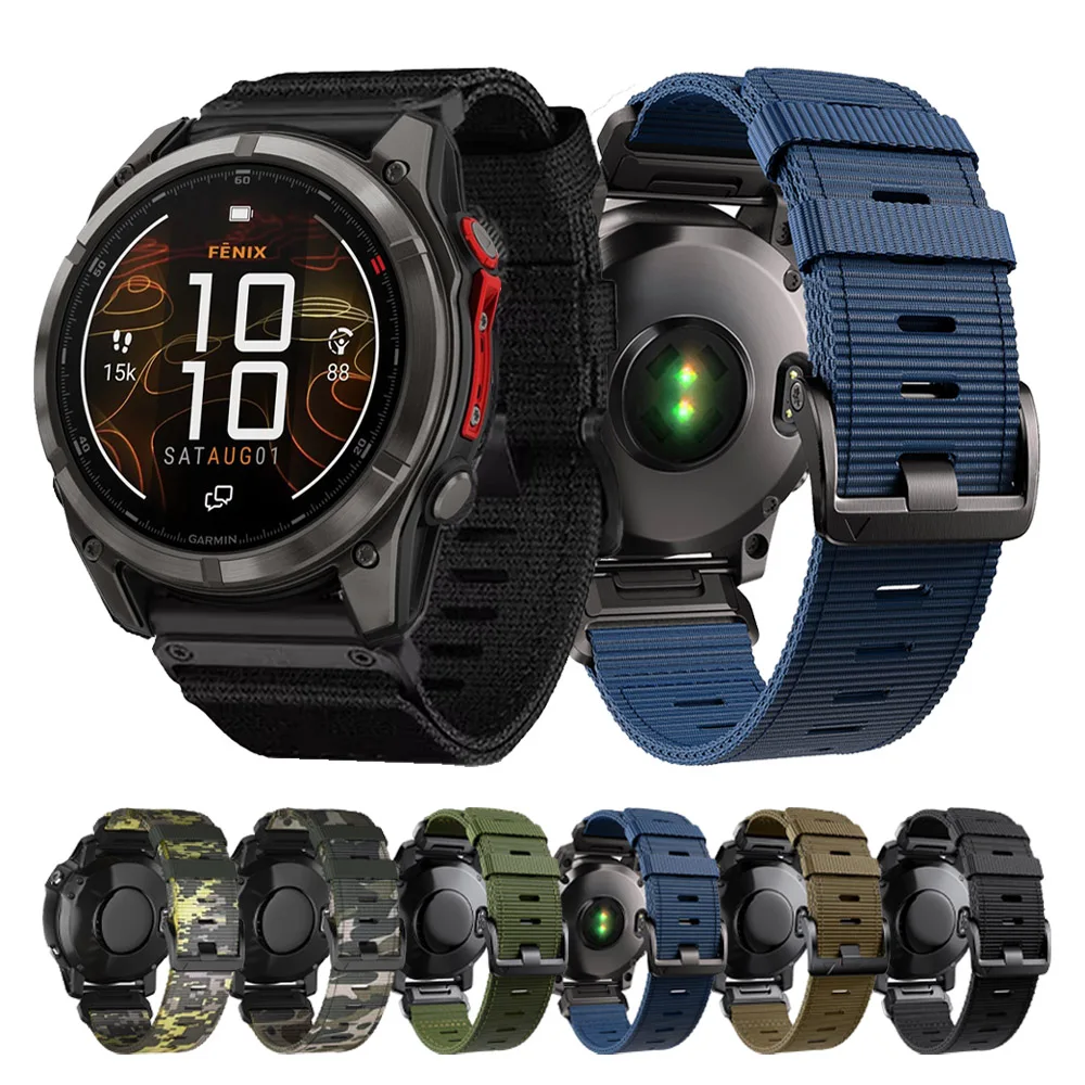 26mm 22mm Nylon-Armband für Garmin Fenix 8 Pro E 7X 7 6X 6 5X 5Plus 3HR Armband Quatix 8 Forerunner 970 965/Descent QuickFit Band