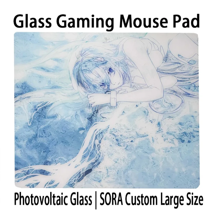 

Модный синий игровой коврик для мыши с изображением аниме-девушки, фотогальваническая закаленная поверхность для FPS, киберспорта и профессиональных ПК-игр