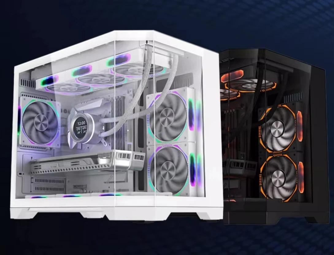 CS090 جودة عالية تصميم جديد منتصف برج سطح المكتب الألعاب حالة الكمبيوتر مع MATX لوحات زجاجية ثلاثية الجوانب في الأوراق المالية