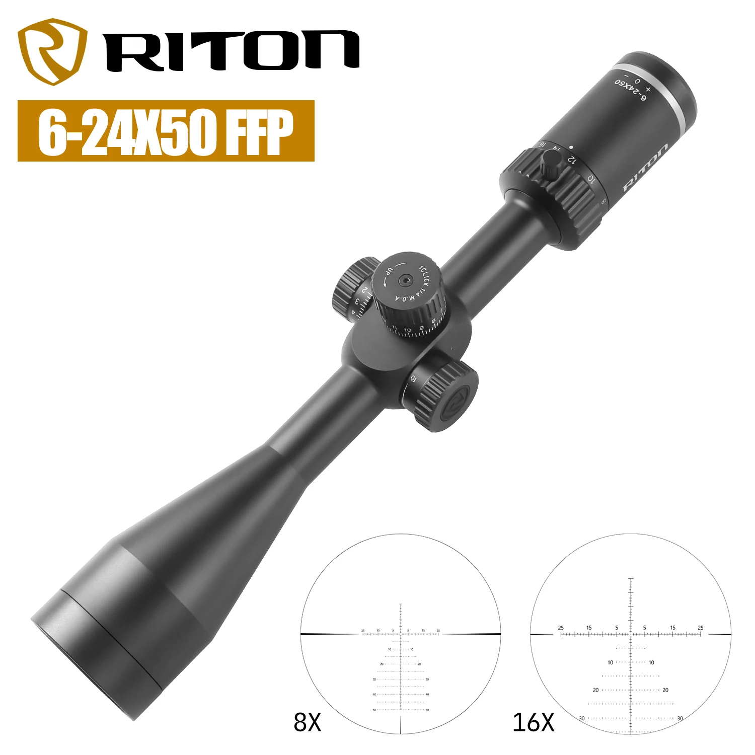 RITON 6-24X50FFP Tactical Scope First Focal Plane Hunting Riflescope Glass Etched Reticle Shooting Optical Sights