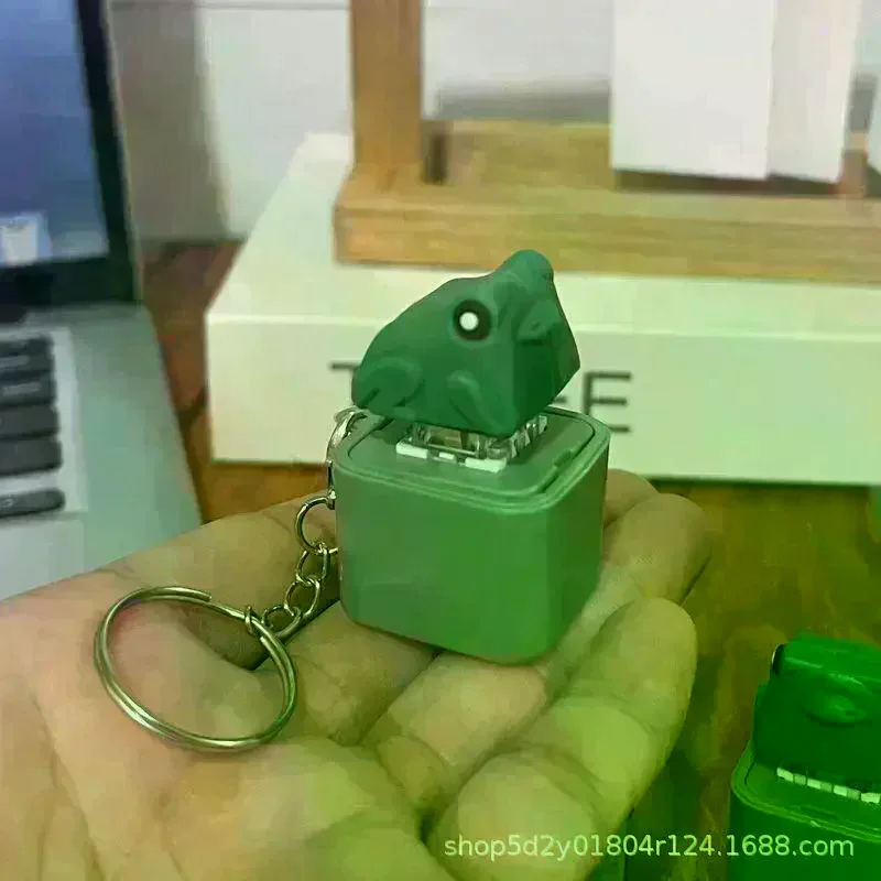 Funny Croaking Frog Duck Keychain Rechargeable Keyboard Fidget Clicker Sound Keyring With LED Light For Stress Relief