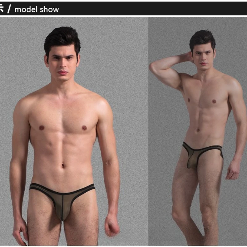 بيكيني رجالي من الحرير الجليدي ملابس داخلية منخفضة الارتفاع ملابس داخلية مثيرة على شكل حرف U محدبة ملابس داخلية بمنظور منتفخ معزز كيس كلسون سلسلة