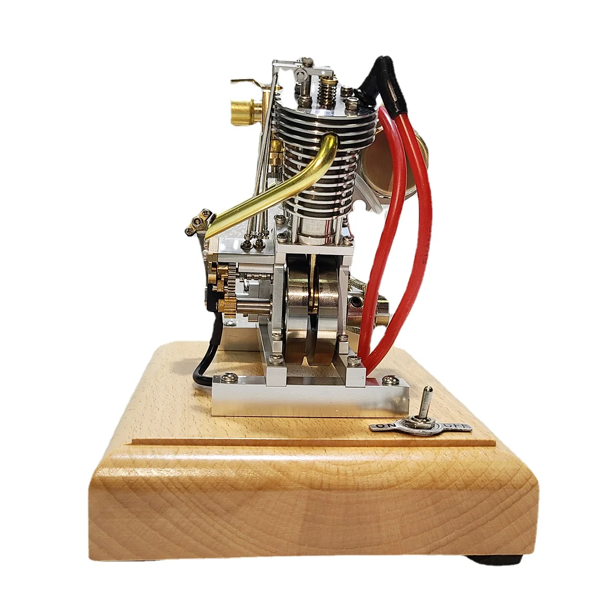 Mini Hoglet V Twin Engine Model H08 V2 Retro Gasoline Engine Model Pedal Start Stainless Steel Engine Toy