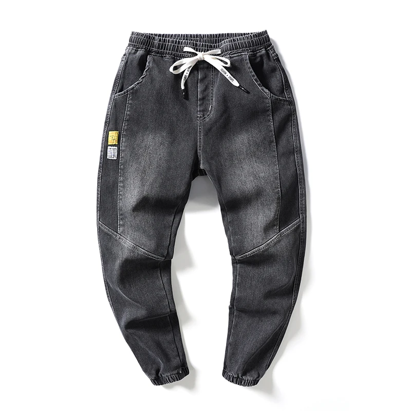 Winter Casual Splicing Jeans Men\'s Fashion Fleece Warm Plush Outdoor Sweatpants Male Elastic Waist Denim Trousers