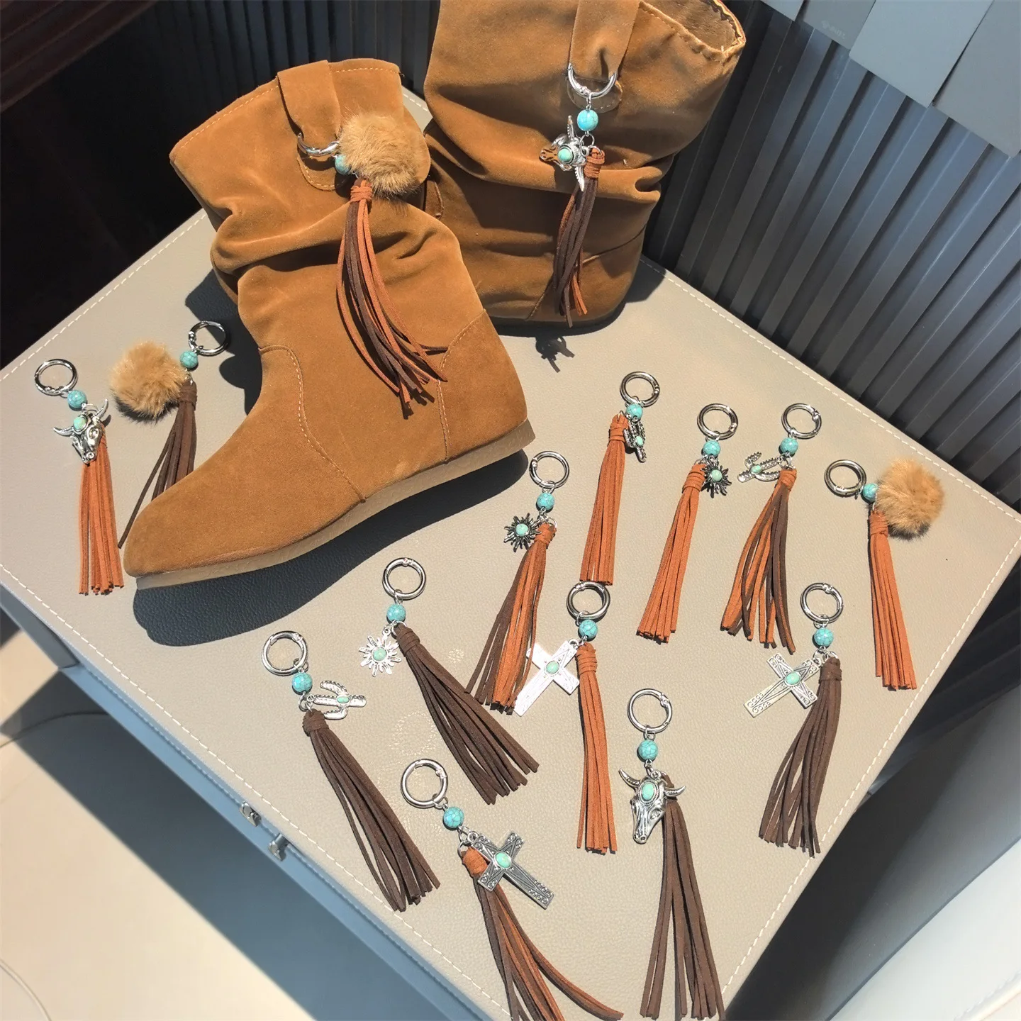 Shoe Charms Cotton Pompom Tassel Faux Turquoise Alloy Boot Decoration Buckle Fall Winter Women Multicolor Lightweight Gift
