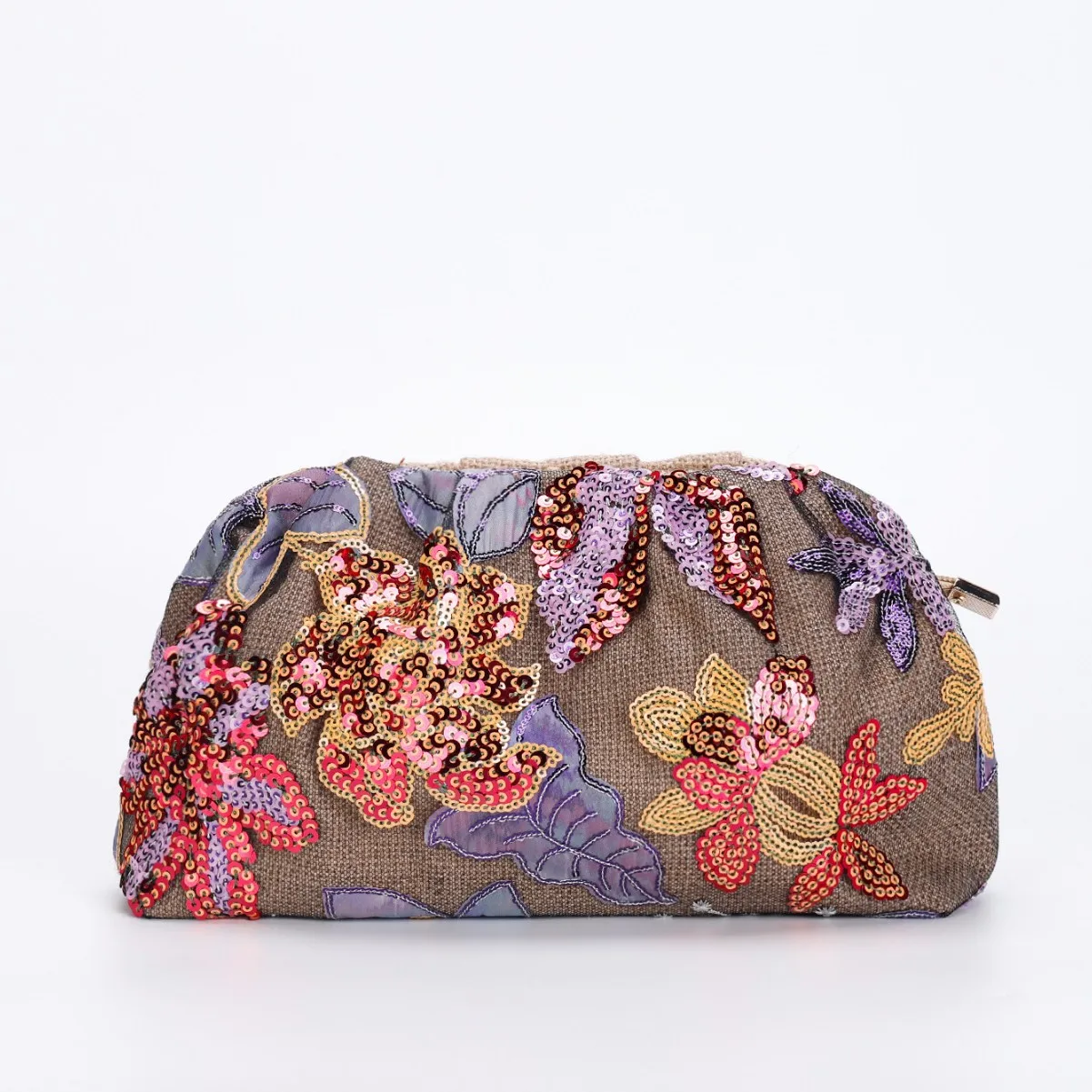 women's heavy industry ink wash wind mesh embroidery sequin  light luxury handbag dinner cloud bag view 5