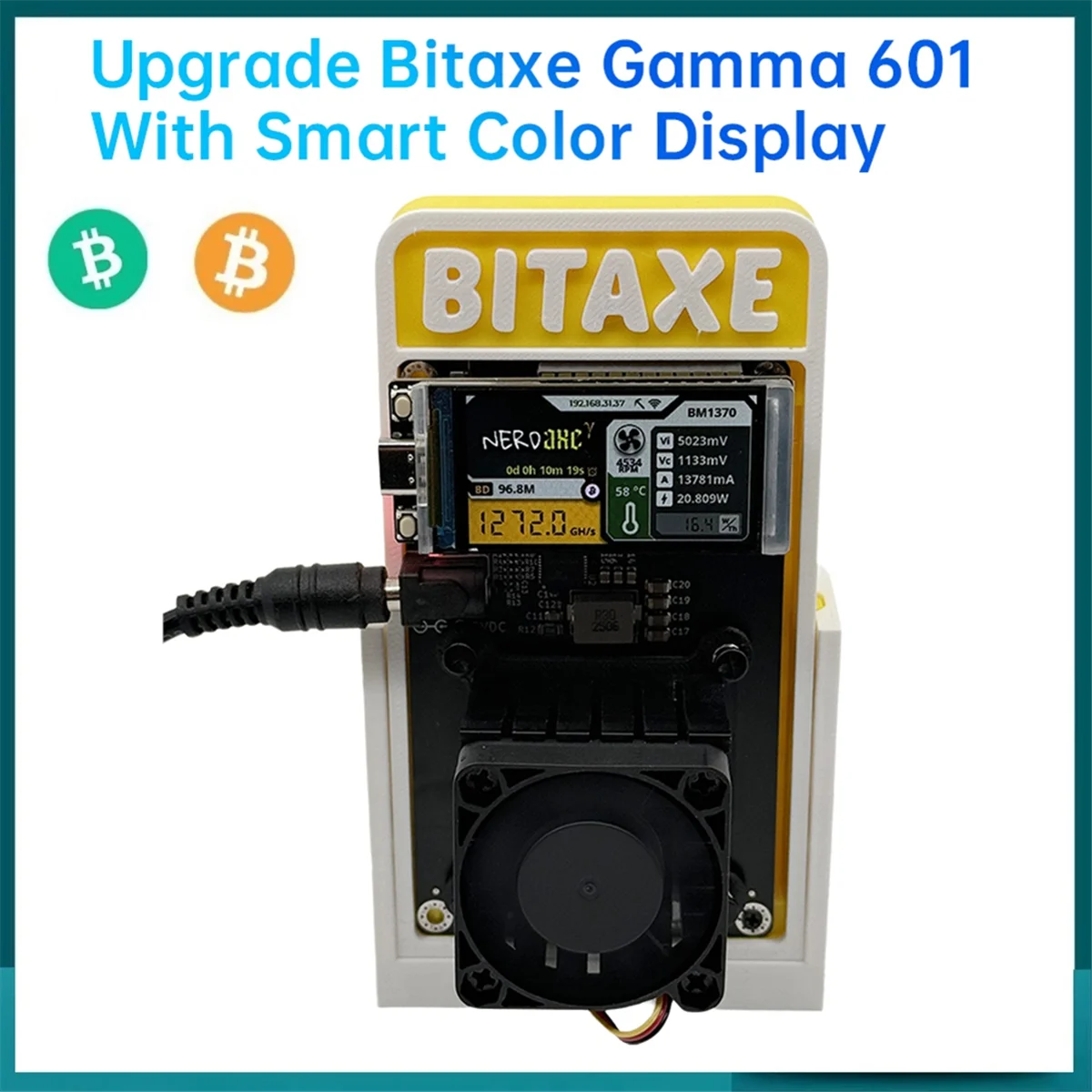 Bitaxe Gamma Nerdaxe 601 1200GH/S 1.2TH/S BTC Solo Miner 18-22W BM1370 Asic من Antminer S21 Pro Bitcoin Miner EU PLUG