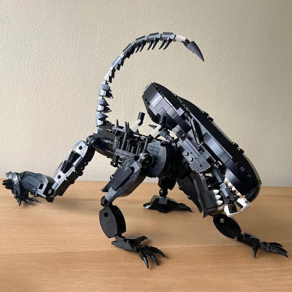 

Строительные блоки Xenomorph MOC, киномонстр с шарнирным хвостом, научно-фантастическая модель ужасов «сделай сам» для коллекционеров для взрослых