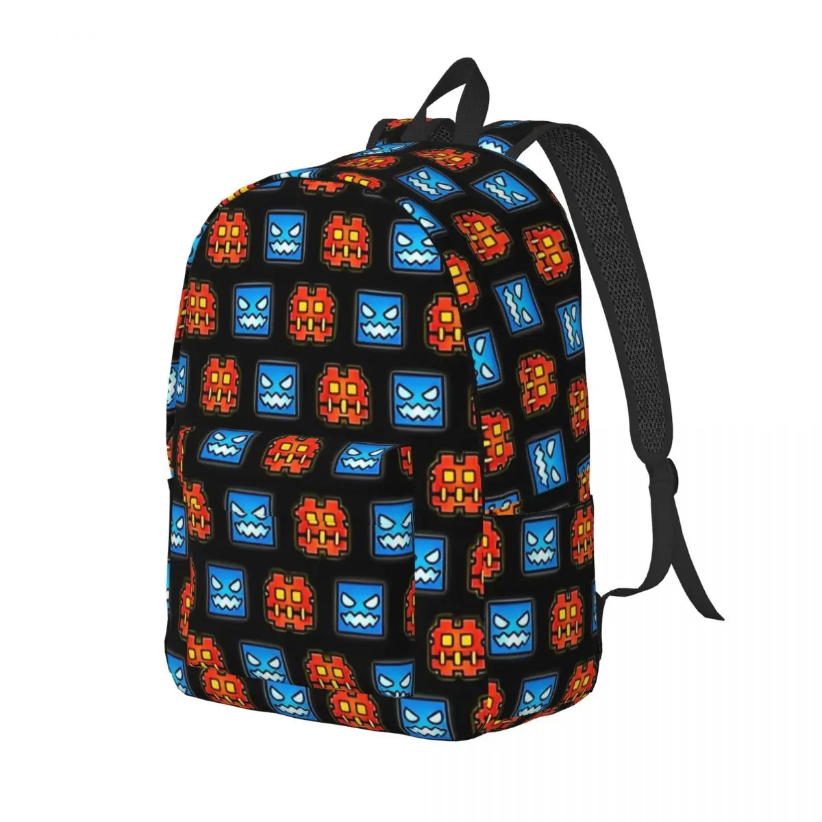 Geometry Dash Backpack Middle High College School Student Video Game Lover Bookbag Men Women Canvas Daypack Lightweight