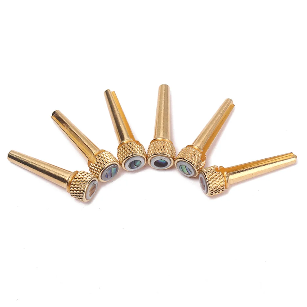 

6Pcs Acoustic Guitar Bridge Pins Bone Brass with Abalone Dot Improve Tone Sustain Replacement Parts Guitar Bridge Pins