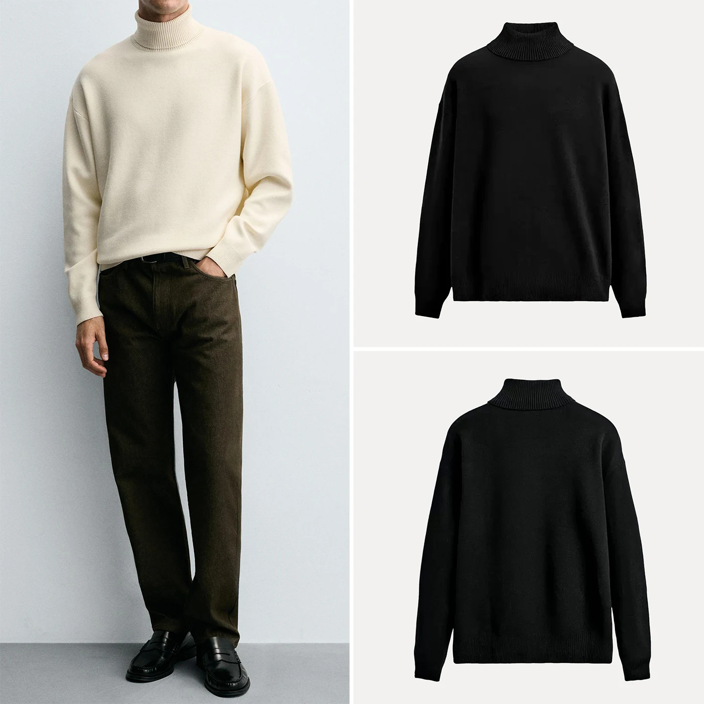 

Осень 2023, новый мужской повседневный длинный вязаный свитер с высоким воротником, мягкий на ощупь, простой, повседневная одежда, удобный, дышащий