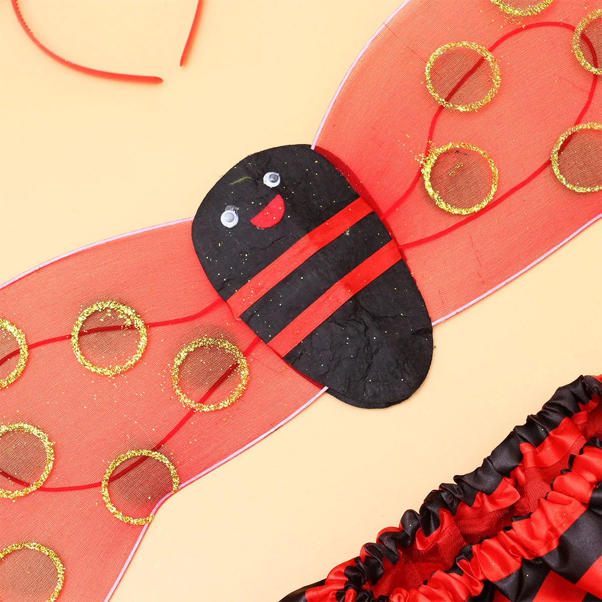 Ensemble de costumes d'abeille, 4 pièces, jupe à cheveux, baguette féerique, fête sur scène pour enfants, Cosplay, léger et mignon, habillage pour événements, aile d'abeille