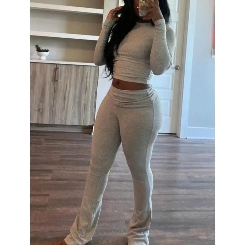 

Women's Pure Color ort Sve Long Pants Set I 95392 Sle Casual Sportswear Seven Sve Length Autumn Season