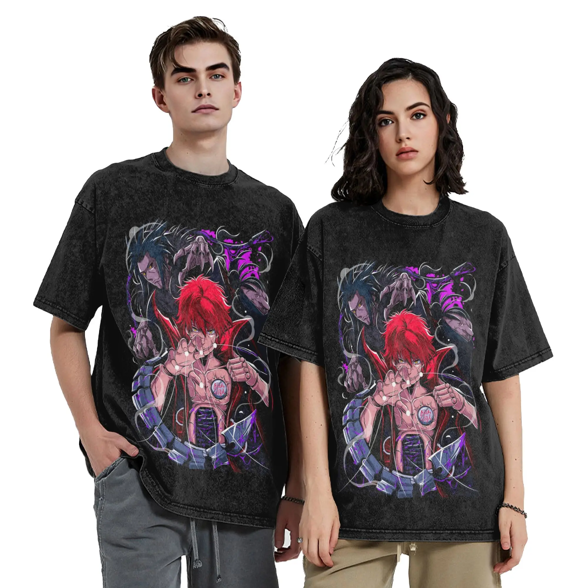 Washed T Shirts The dolls controller Narutoes Anime Hip Hop Vintage T-Shirts Harajuku Streetwear Tops Tee Shirt for Men Women