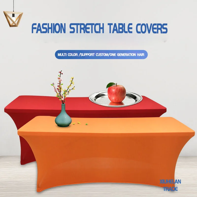 Spandex Tablecloth Tight Fitted Washable Wrinkle Resistant Stretch Rectangular Patio Table Cover for Event Wedding Banquet