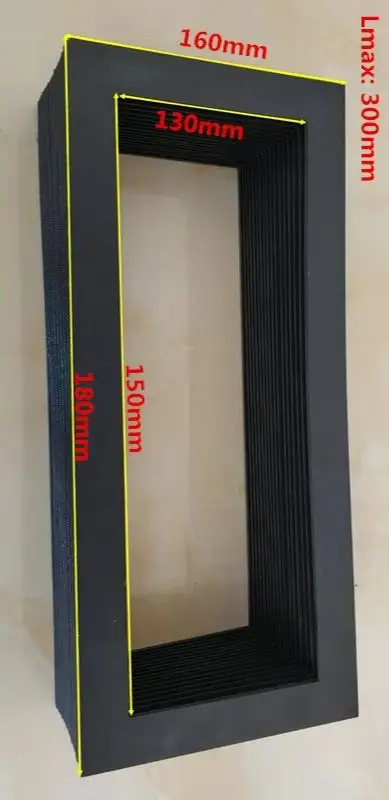Rectangle protection  bellow,interior 130mm x150mm, exterior 160mm x180mm, length 300mm.