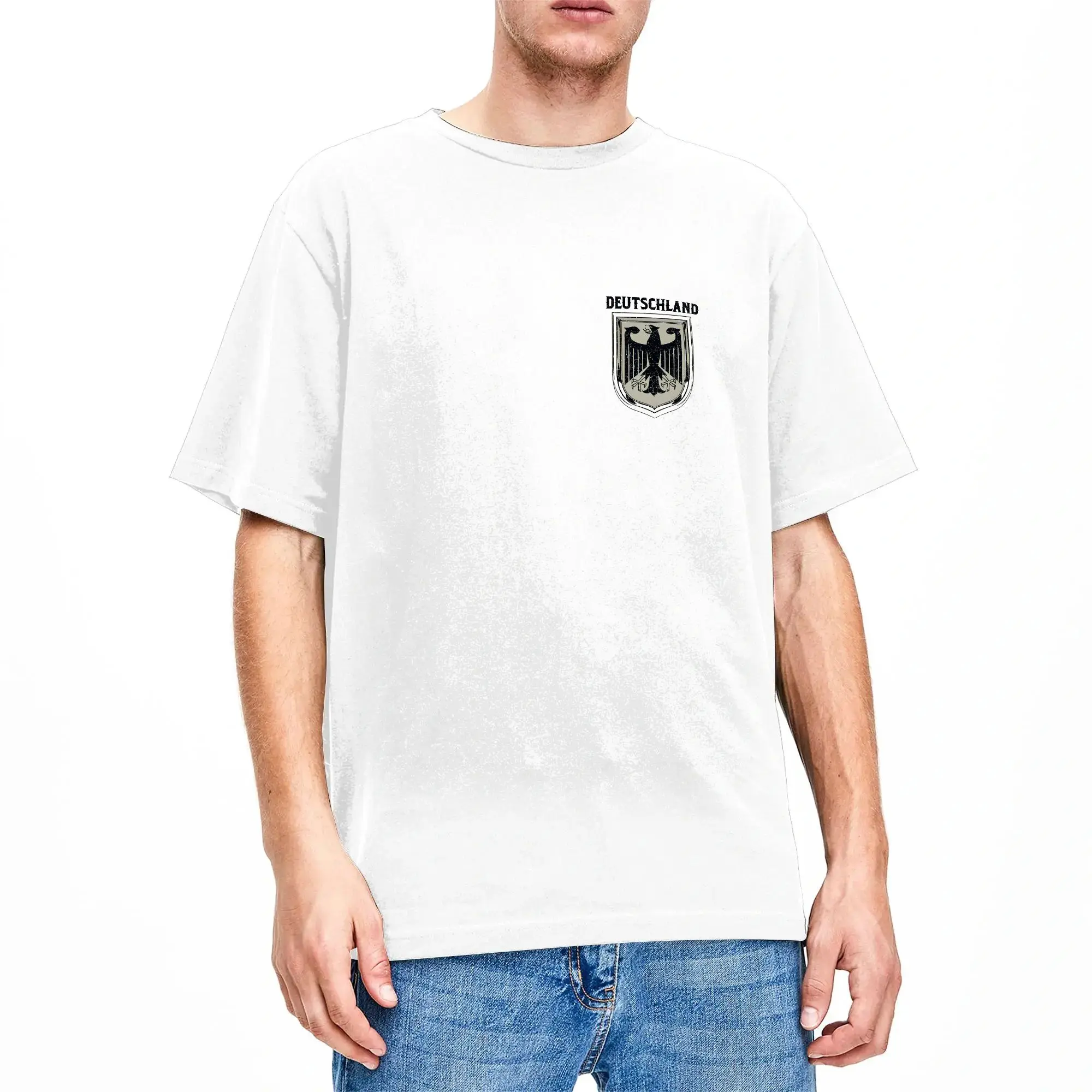 Men's T-Shirt Vintage Crackle Deutschland Federal Eagle Novelty Cotton Tee Shirt Short Sleeve  T Shirts Round Collar Clothes