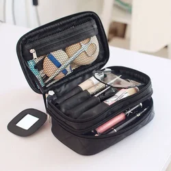 Borsa cosmetica da donna borsa da trucco impermeabile a doppio strato organizer per articoli da toeletta multifunzione di grande capacità