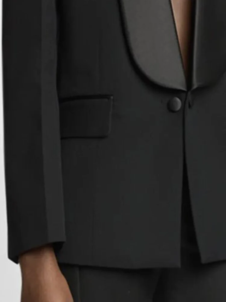 YERMORA 黒スリングルボタンカジュアルブレザー女性のためのラペル長袖ルーズ新ジャケットファッション潮春秋 2025