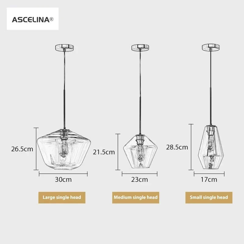 Premium Glass Chandelier Transparent Amber Glass Dining Rooms Pendant Lights Living Rooms Bedroom Hotel Cafe Study Bar Home Deco