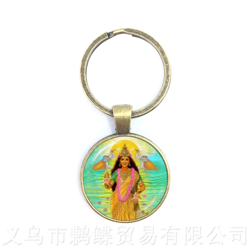 Porte-Clé Indien avec Cabochon en Verre, Pendentif, Dieu Brahma,Vishnu, Seigneur Shiva, Bijoux Religieux, Cadeau pour Amis