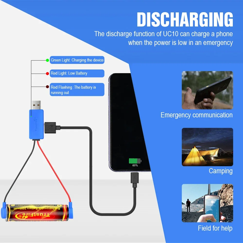 18650 21700 Magnetyczna ładowarka USB do akumulatorów litowych z funkcją Power Bank AA AAA do akumulatorów 14500 26650 16340