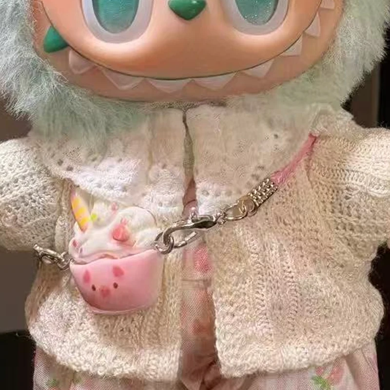 

For 15/17cm Labubu Doll Mini waist bag Cute Ice Cream Crossbody Bag Labubu Pendant V1 V2 V3 Diy Toys Decorative Accessories