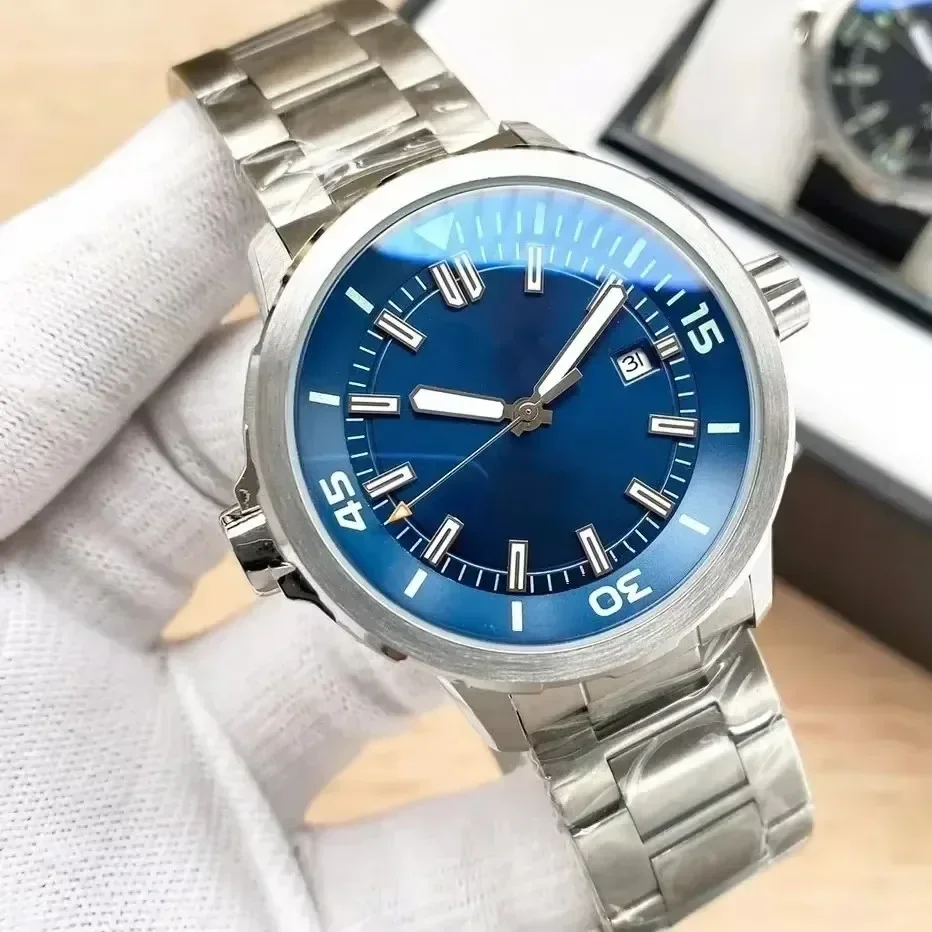 Top Qualität Männer Automatische Uhren Mechanische Uhren Edelstahl Armband Schwarz Blau Gummi Sport Armbanduhr Saphirglas