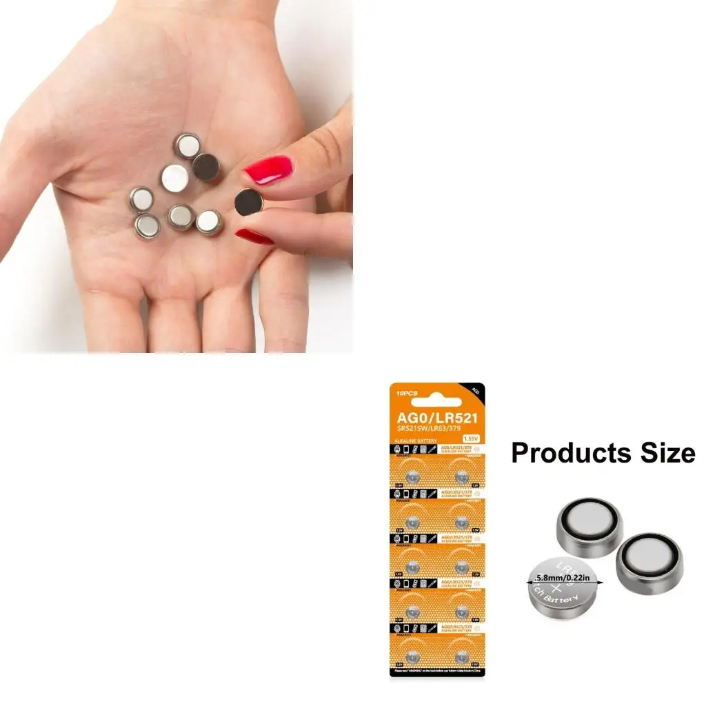 10 Uds pilas para reloj AG0 batería SR521 AG521 pilas para reloj LR521 pila botón