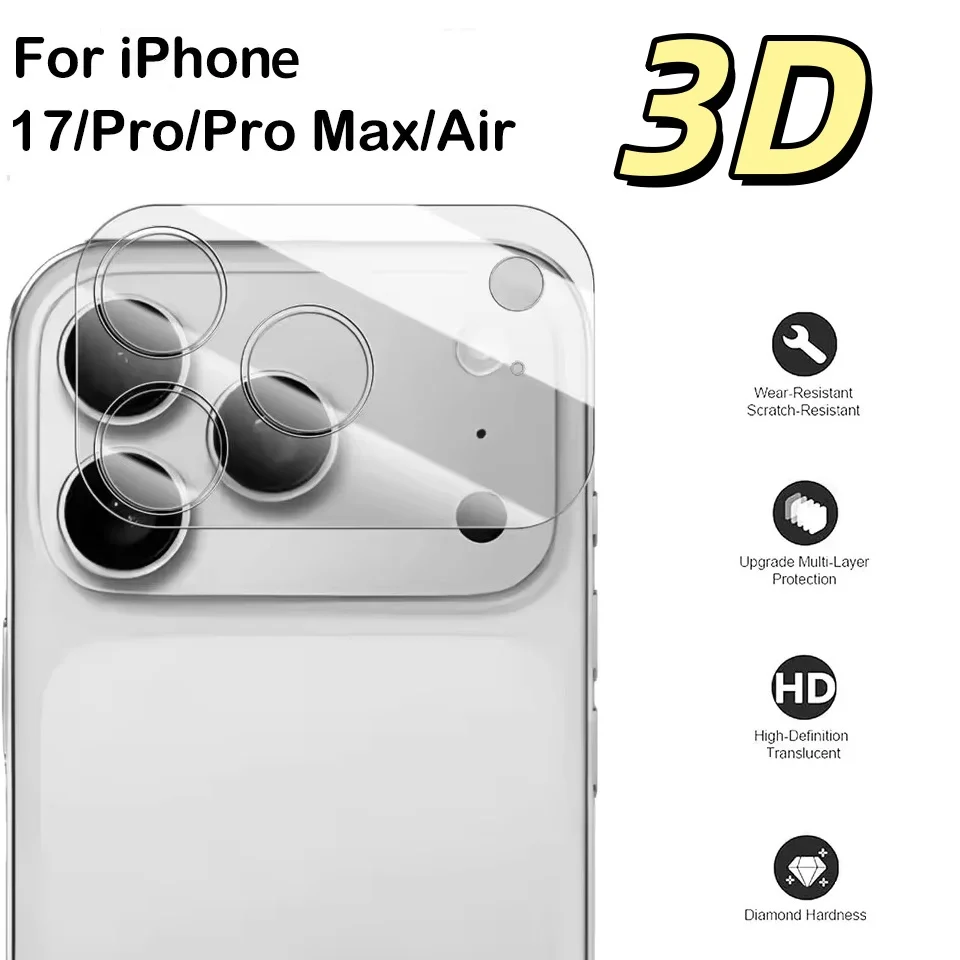 3D Camera Lens Back Glass Protector For Apple iPhone 17 Pro Max Tempered Glass Cover for iPhone 17 Air 17ProMax Lens Ring Film