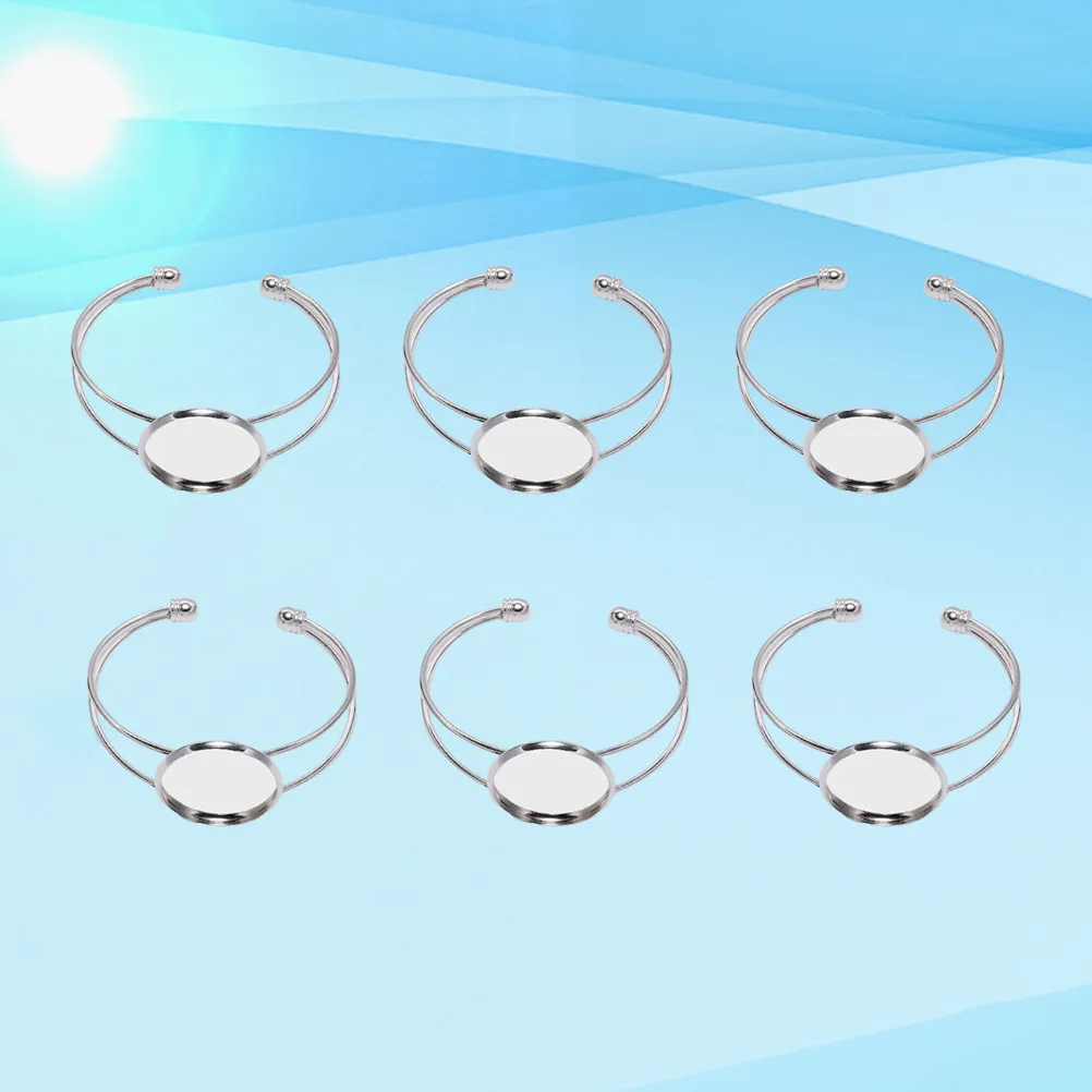 6Pcs DIY Bracelet Base Copper 18Mm Round Plate Rust Resistant Bezel Tray for Jewelry Making Oval Pendant Copper Pendant Fashion