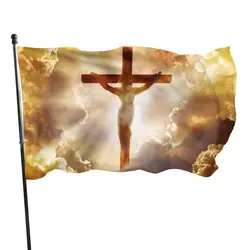 Decoration Flag of Jesus Cross Jesus Christ Sunset Faith Garden House Home Decor Double Stitched with Metal Grommets Women Men