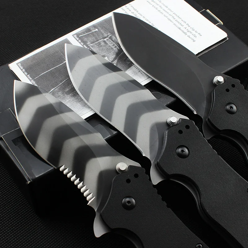 0350 Folding Knife Half tooth Tiger pattern titanium S30V  Bearing Flipper Assisted Pocket Knives Hunting Survival Tools EDC